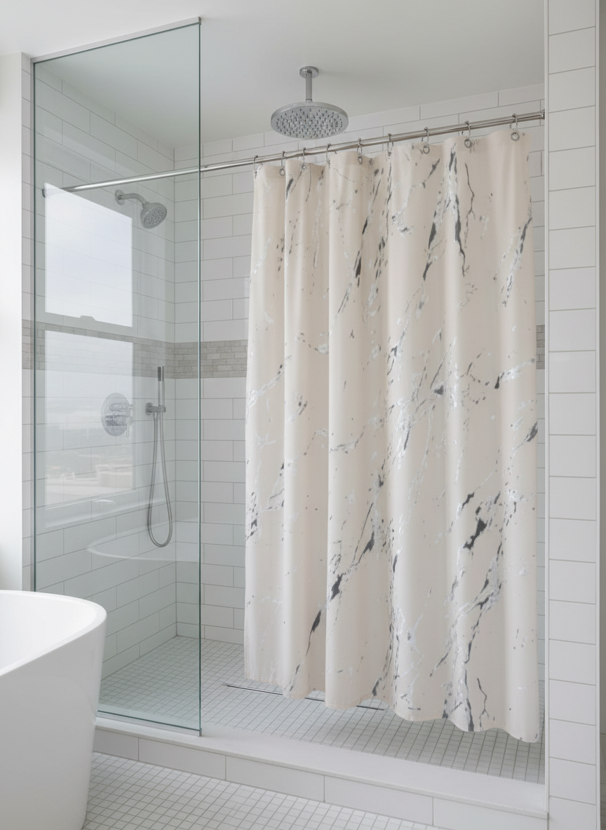 Rideau douche marbre beige gris - Photo 1