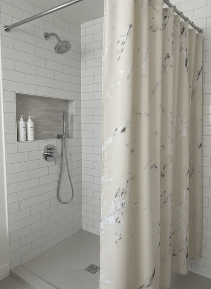Rideau douche marbre beige gris - Photo 2