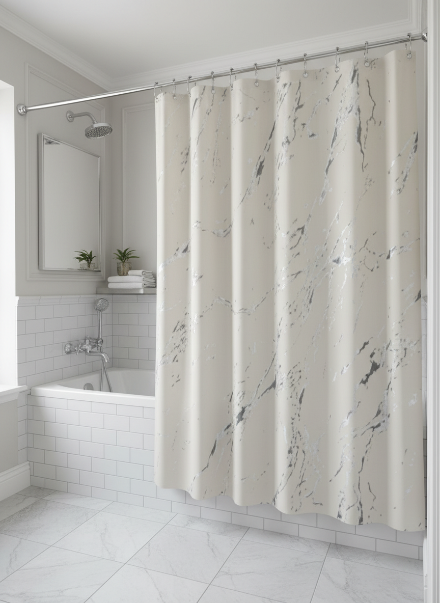 Rideau douche marbre beige gris - Photo 4