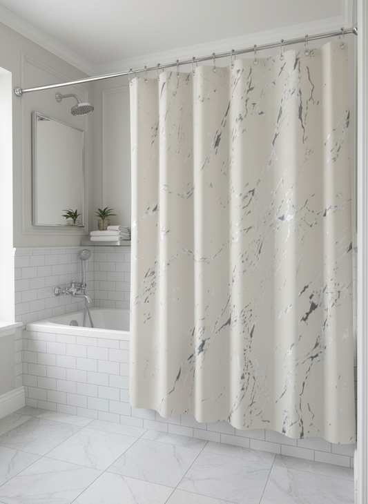 Rideau douche marbre beige gris - Photo 4