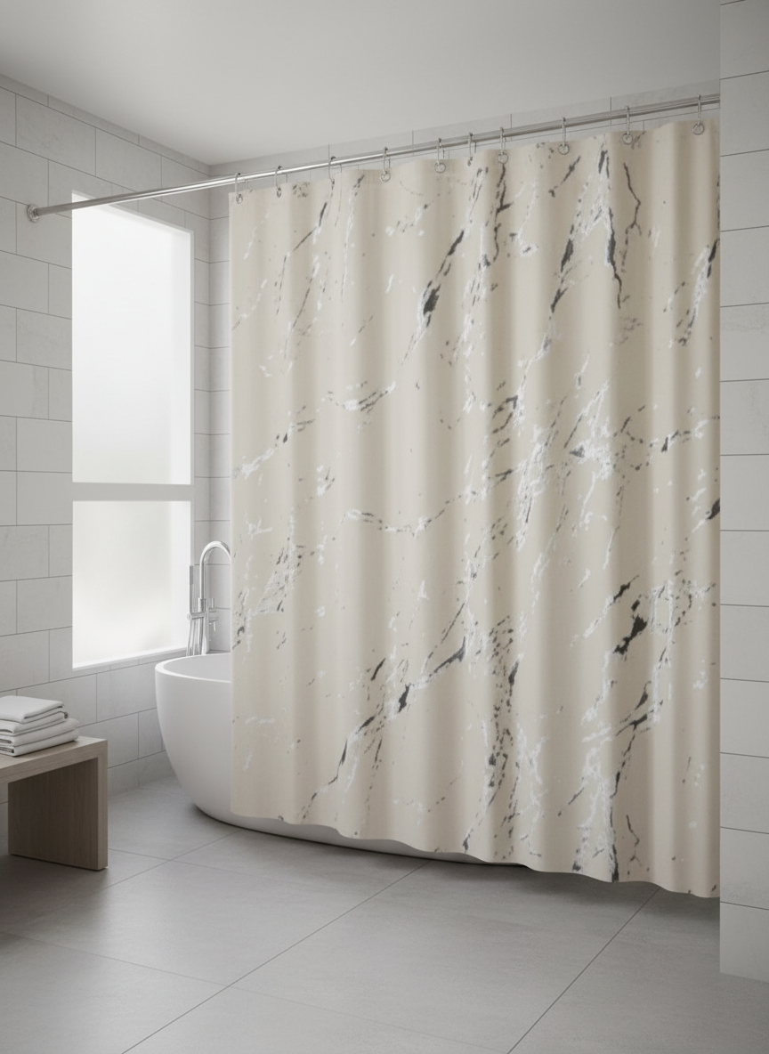 Rideau douche marbre beige gris - Photo 5