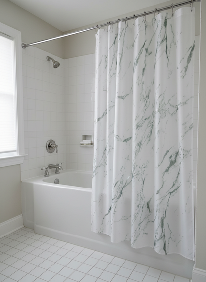 Rideau douche marbre blanc gris vert - Photo 4