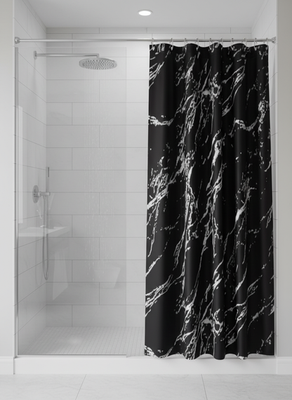 Rideau douche marbre noir blanc - Photo 1