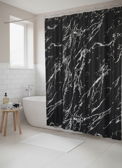 Rideau douche marbre noir blanc - Photo 4