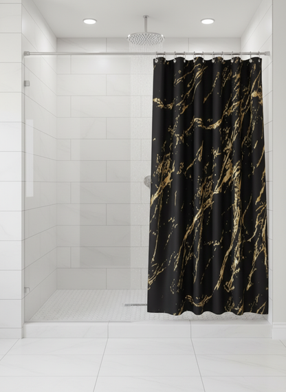 Rideau douche marbre noir doré - Photo 1