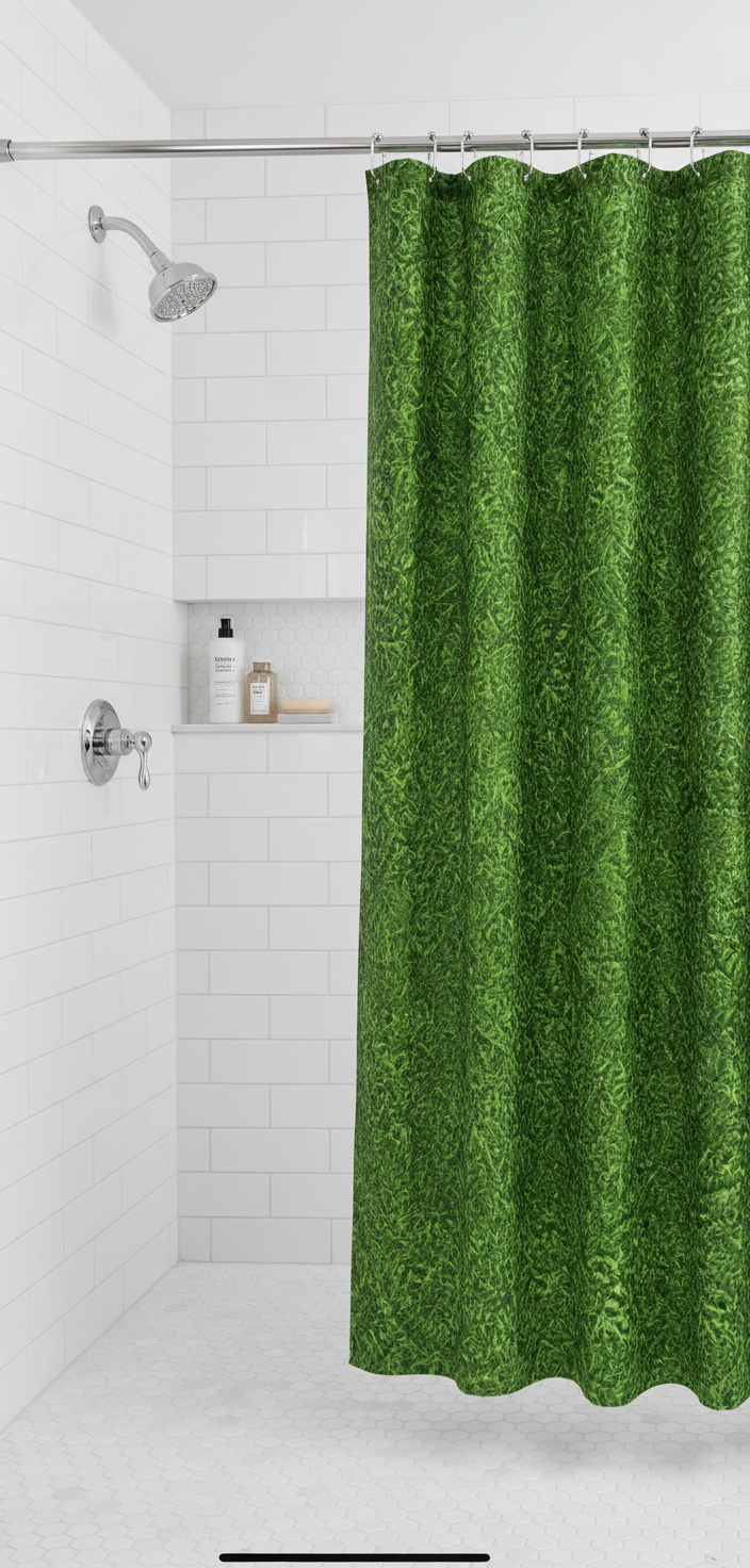 Rideau douche texture verte - Douche contemporaine 2