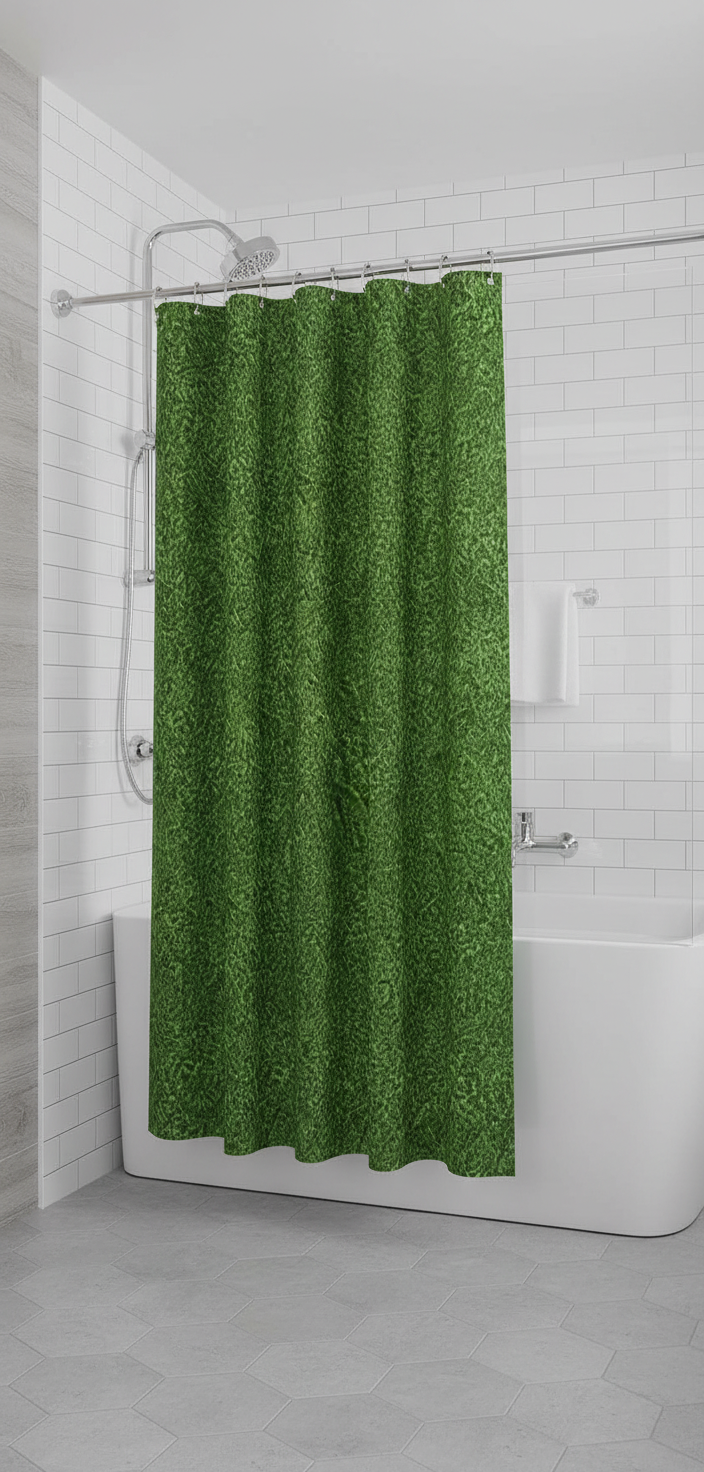 Rideau douche texture verte - Douche contemporaine
