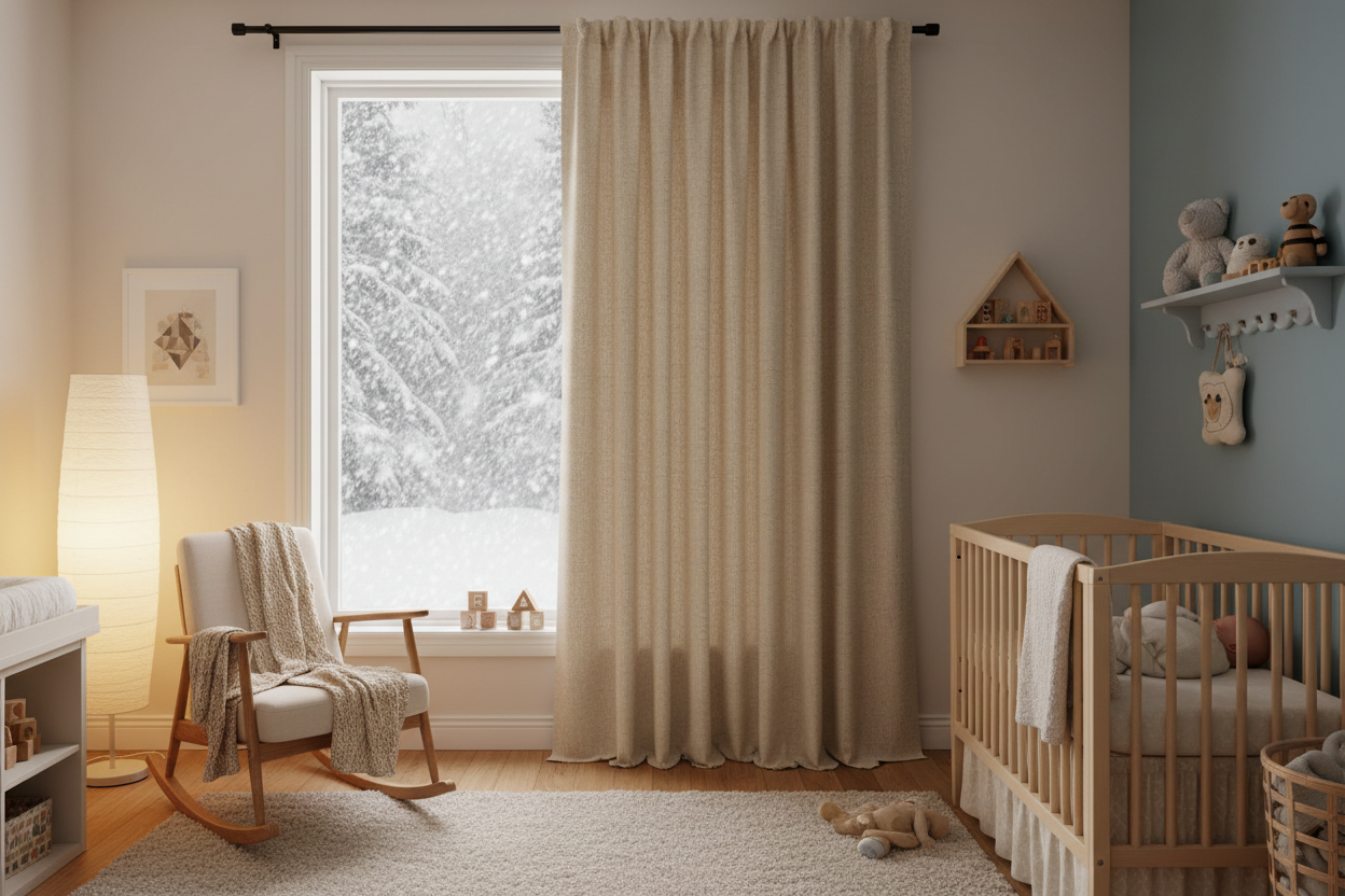 Rideau flanelle beige bébé