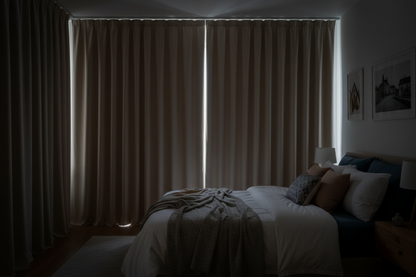 Rideau flanelle beige chambre obscurité