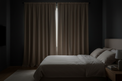 Rideau flanelle beige chambre obscurité