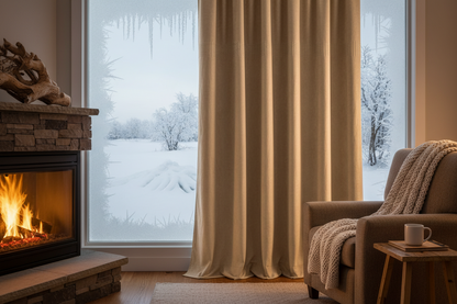 Rideau flanelle beige froid polaire