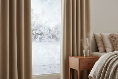 Rideau flanelle beige givre