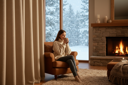 Rideau flanelle beige neige