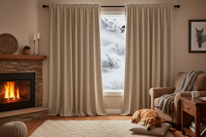 Rideau flanelle beige tempête