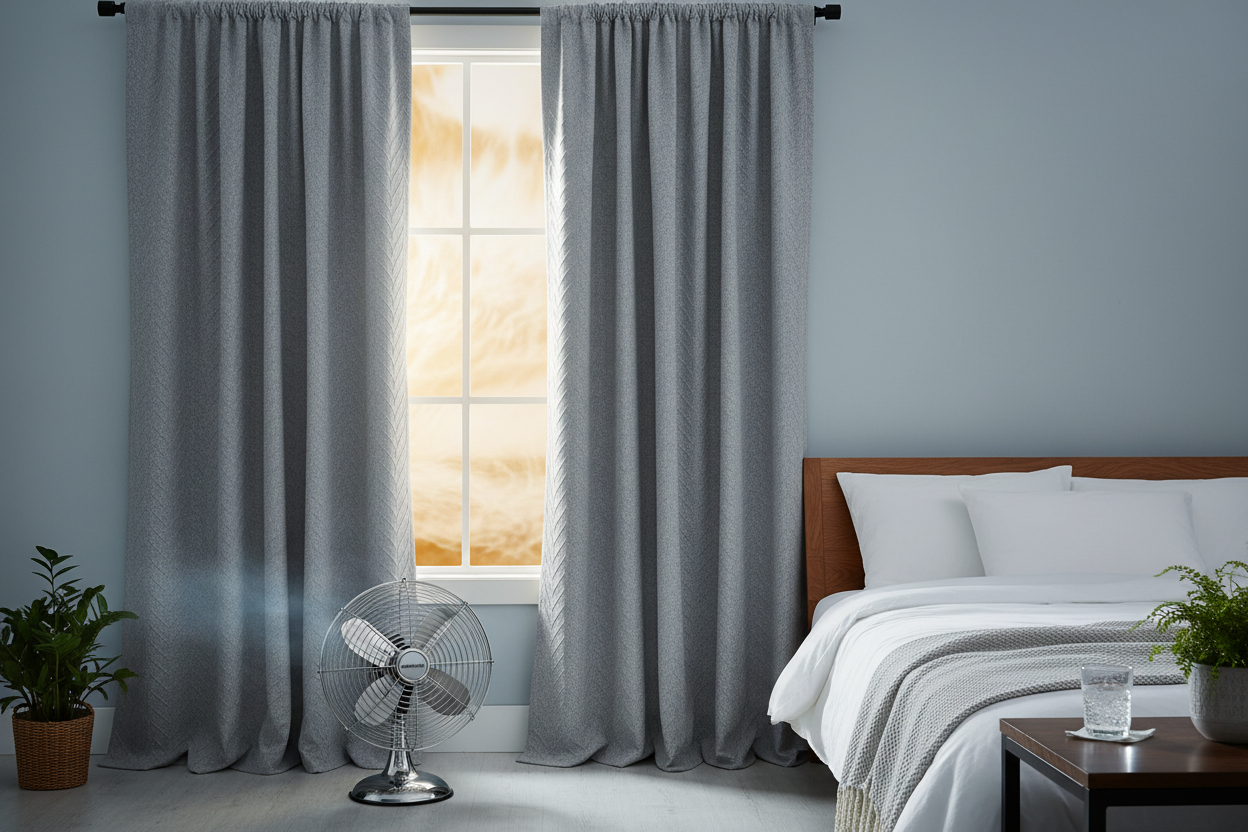 Rideau flanelle gris chevron canicule