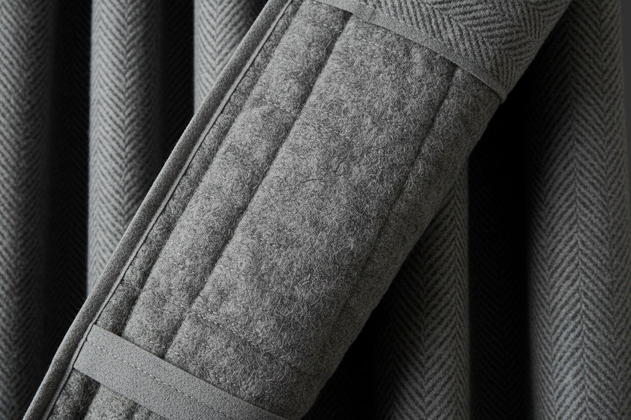 Rideau flanelle gris chevron matière isolante