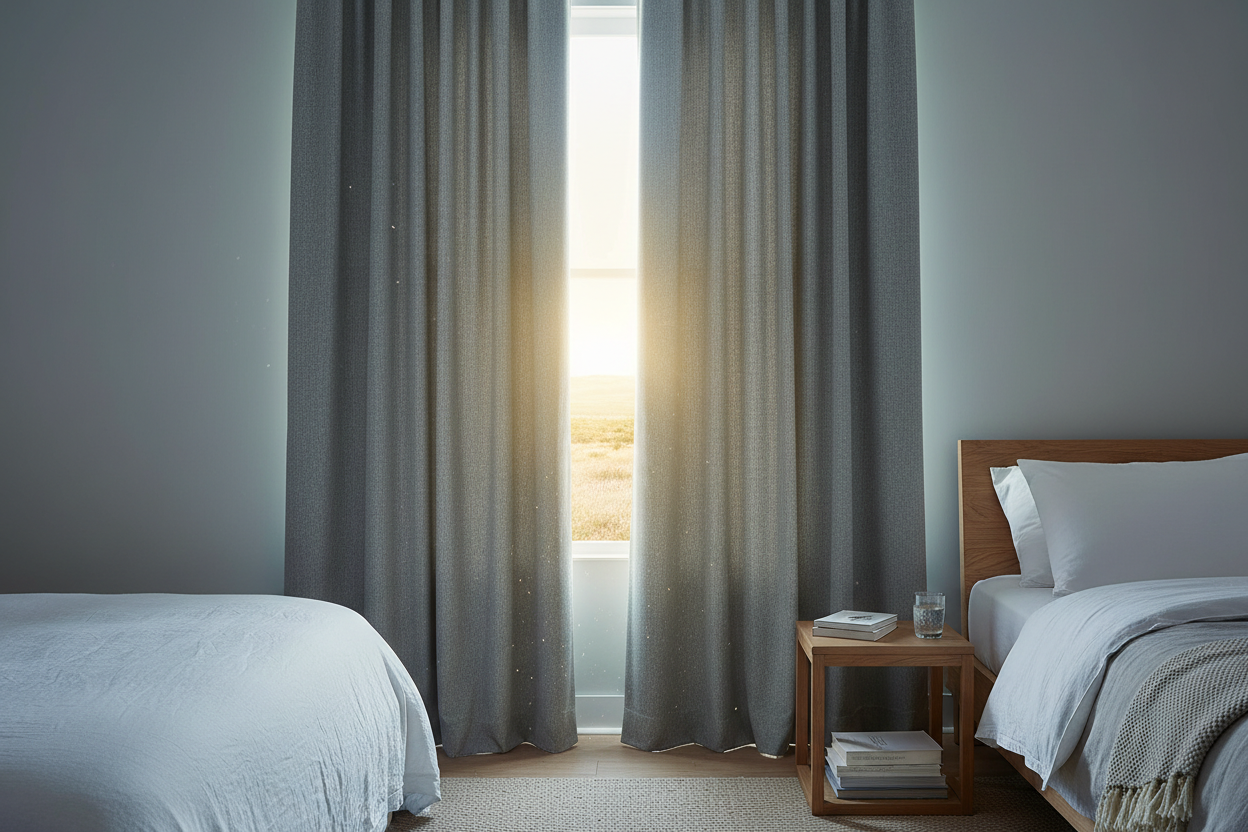 Rideau flanelle gris chevron soleil