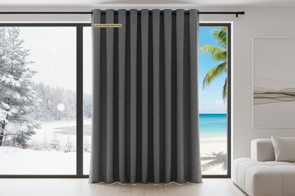 Rideau flanelle gris uni 4 saisons