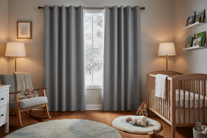 Rideau flanelle gris uni bébé