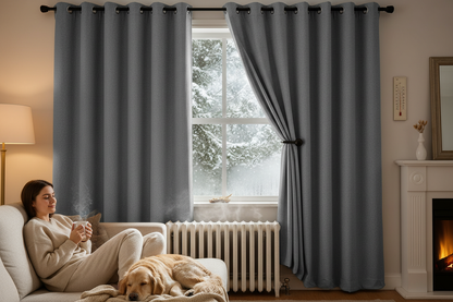 Rideau flanelle gris uni économie