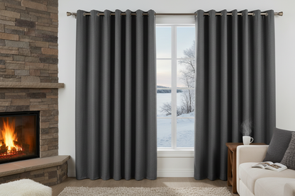 Rideau flanelle gris uni froid polaire
