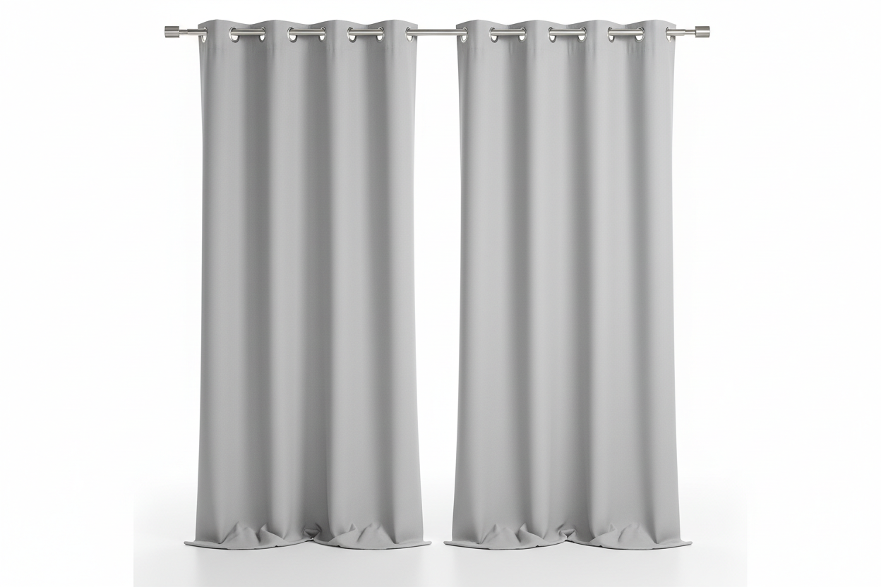 Rideau Gris Clair 2 panneaux avec œillets