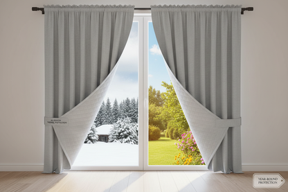 Rideau gris clair matelassé 4 saisons