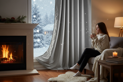 Rideau gris clair matelassé neige