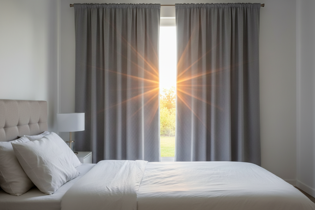 Rideau gris clair matelassé soleil