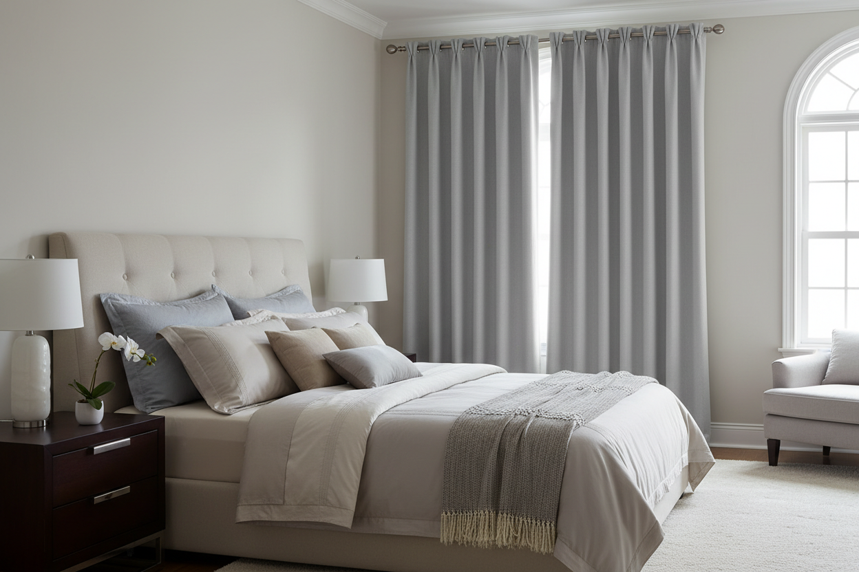 Rideau gris clair SIENNA - Chambre principale