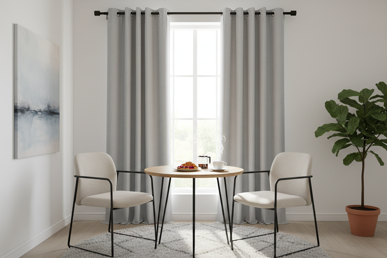 Rideau gris clair SIENNA - Coin petit-déjeuner