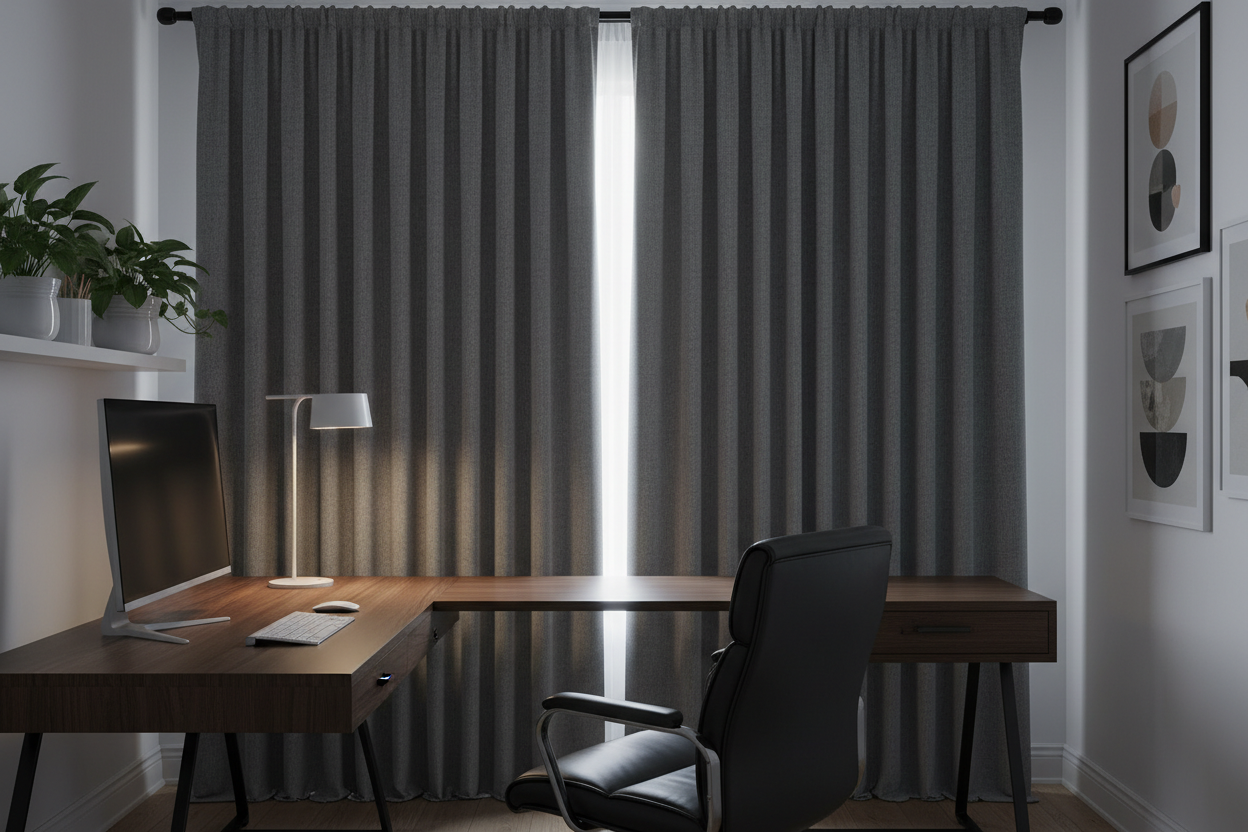 Rideau gris foncé bureau
