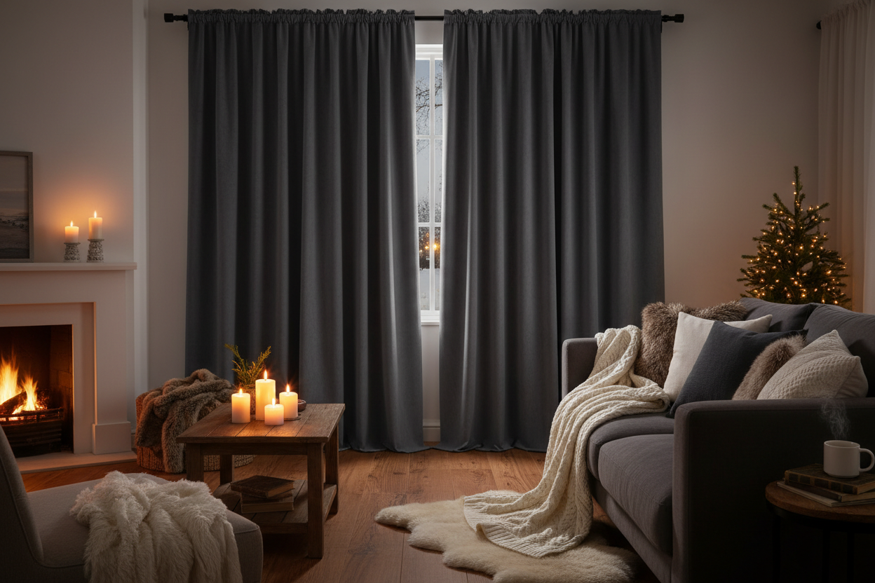 Rideau gris foncé confort hiver