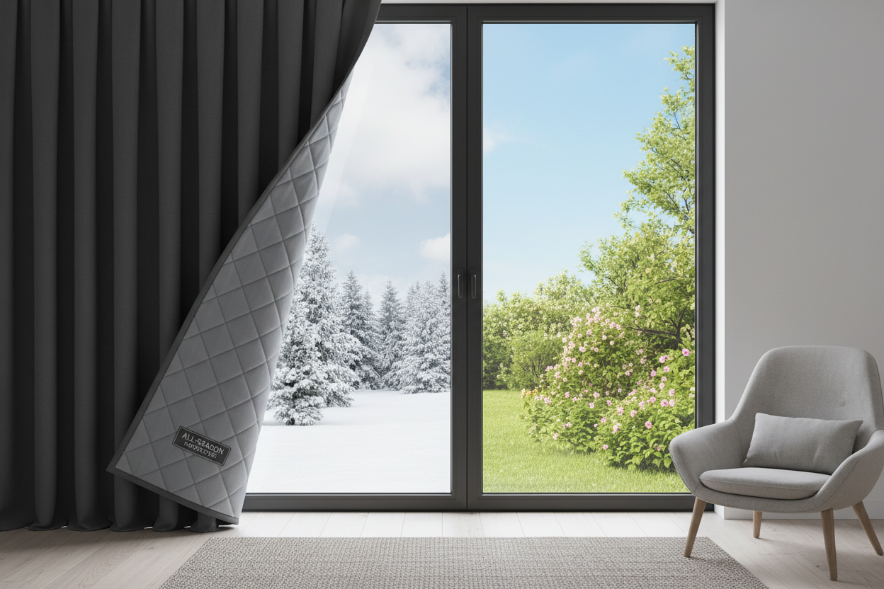 Rideau gris foncé matelassé 4 saisons