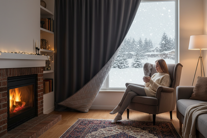 Rideau gris foncé matelassé neige