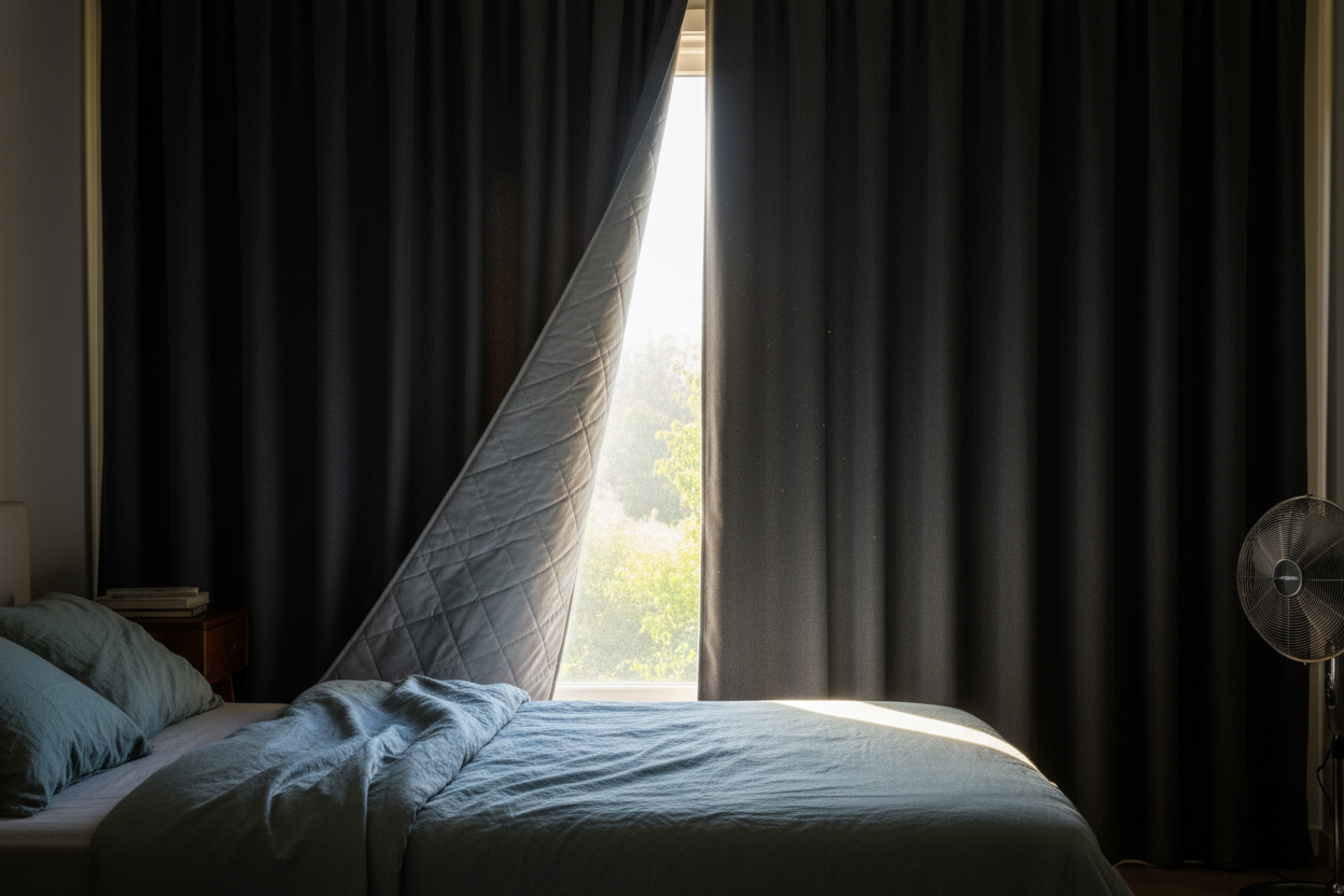 Rideau gris foncé matelassé soleil