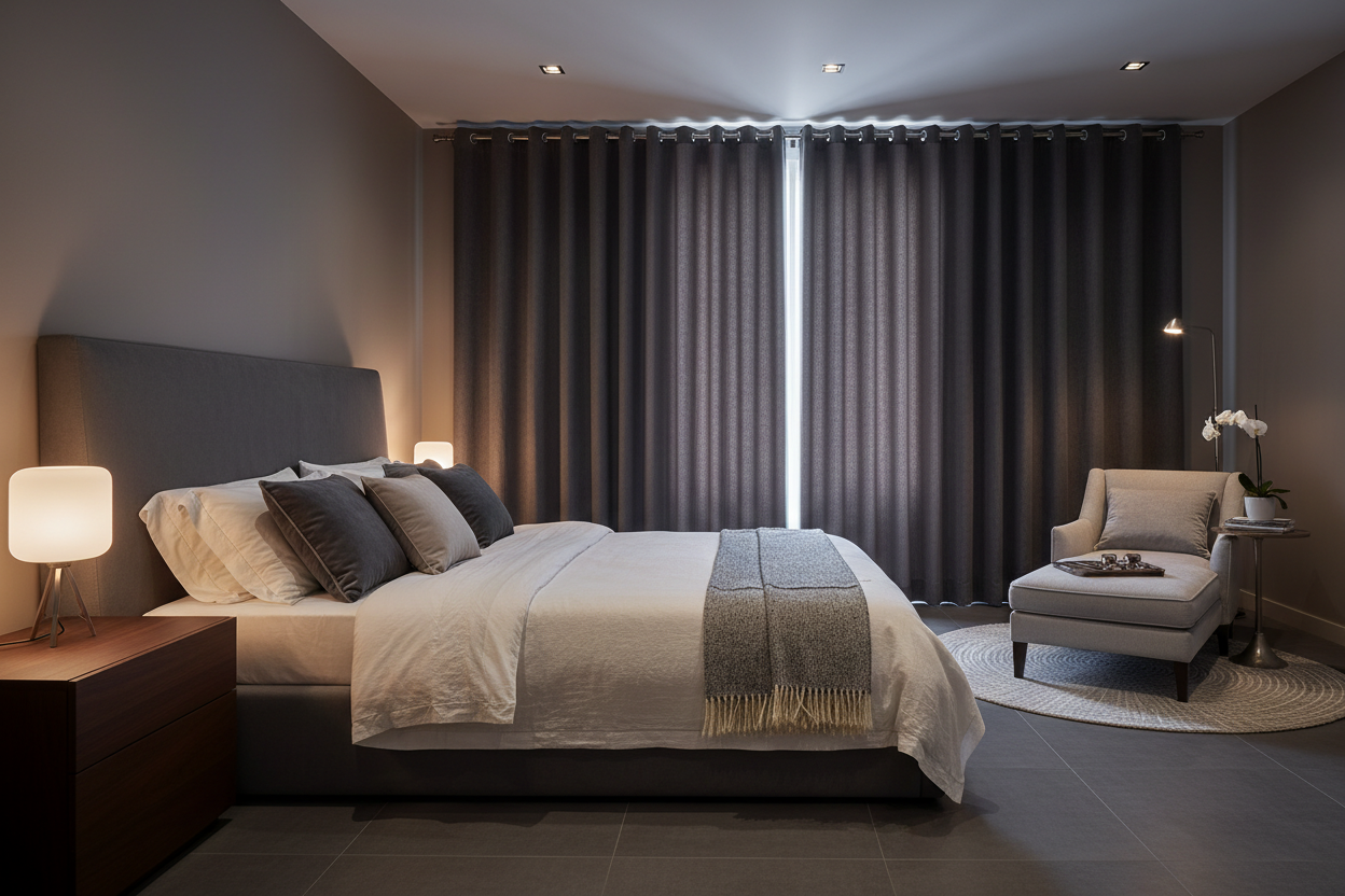 Rideau gris foncé SIENNA - Chambre principale