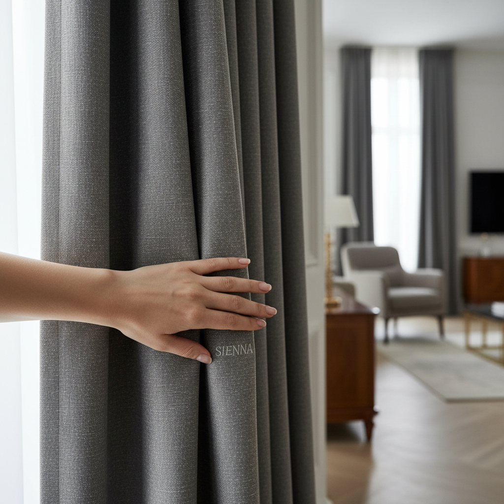 Rideau gris SIENNA - Détail texture