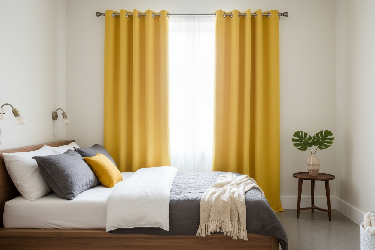 Rideau jaune SIENNA - Chambre d'amis