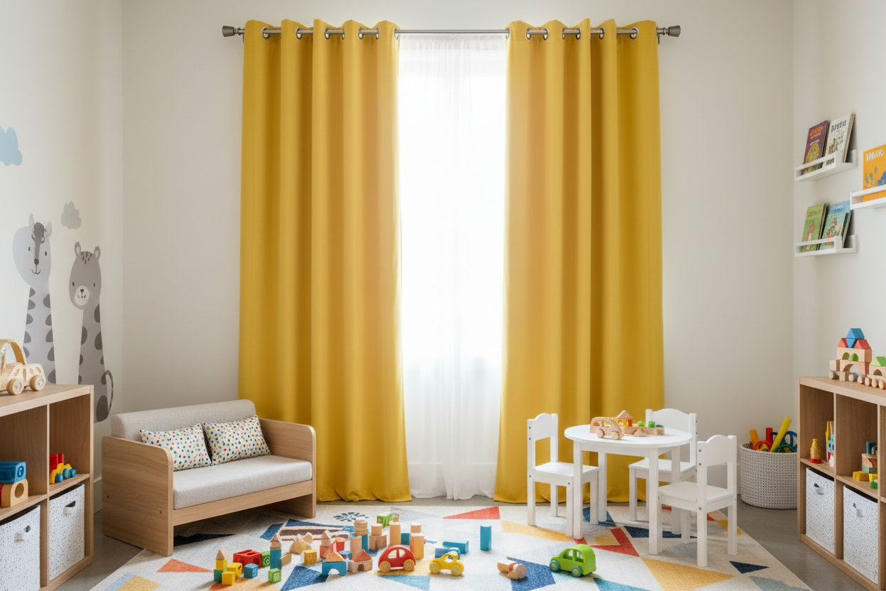 Rideau jaune SIENNA - Salle de jeux