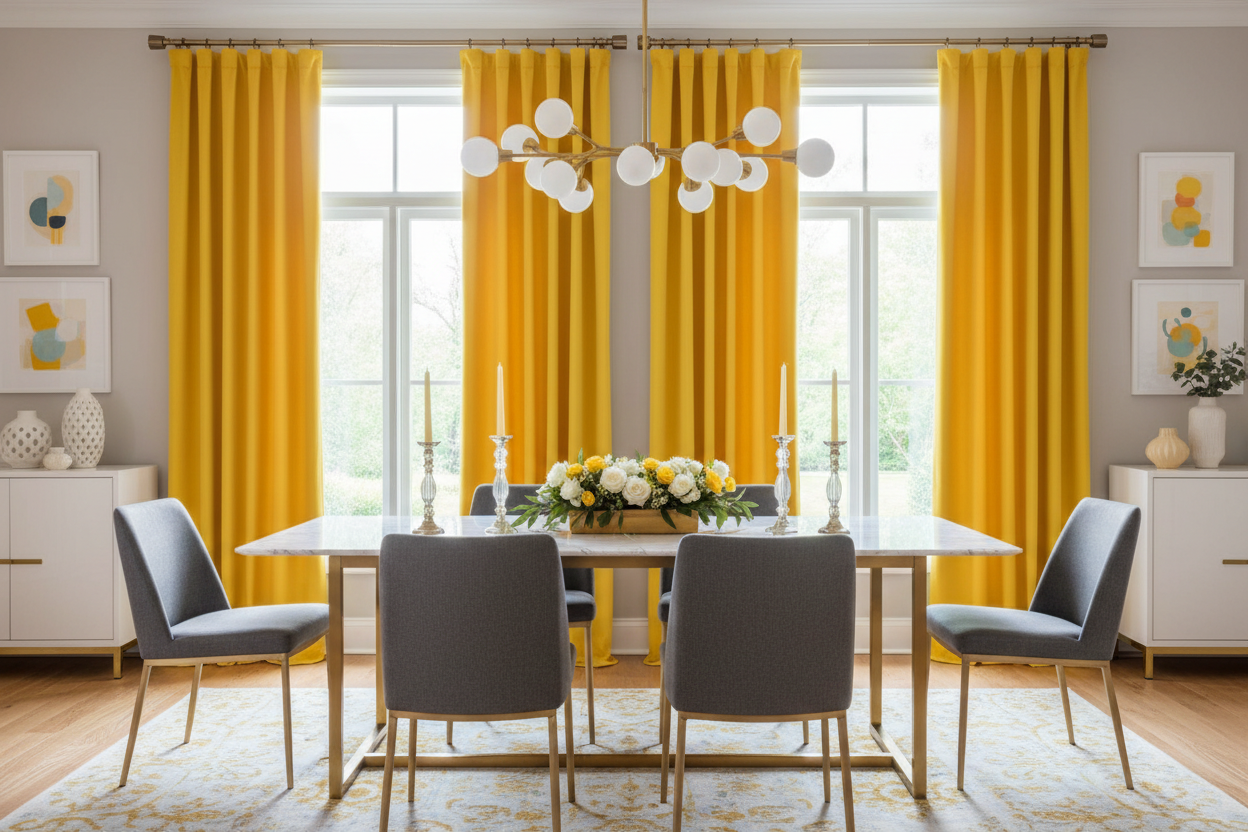 Rideau jaune SIENNA - Salle à manger