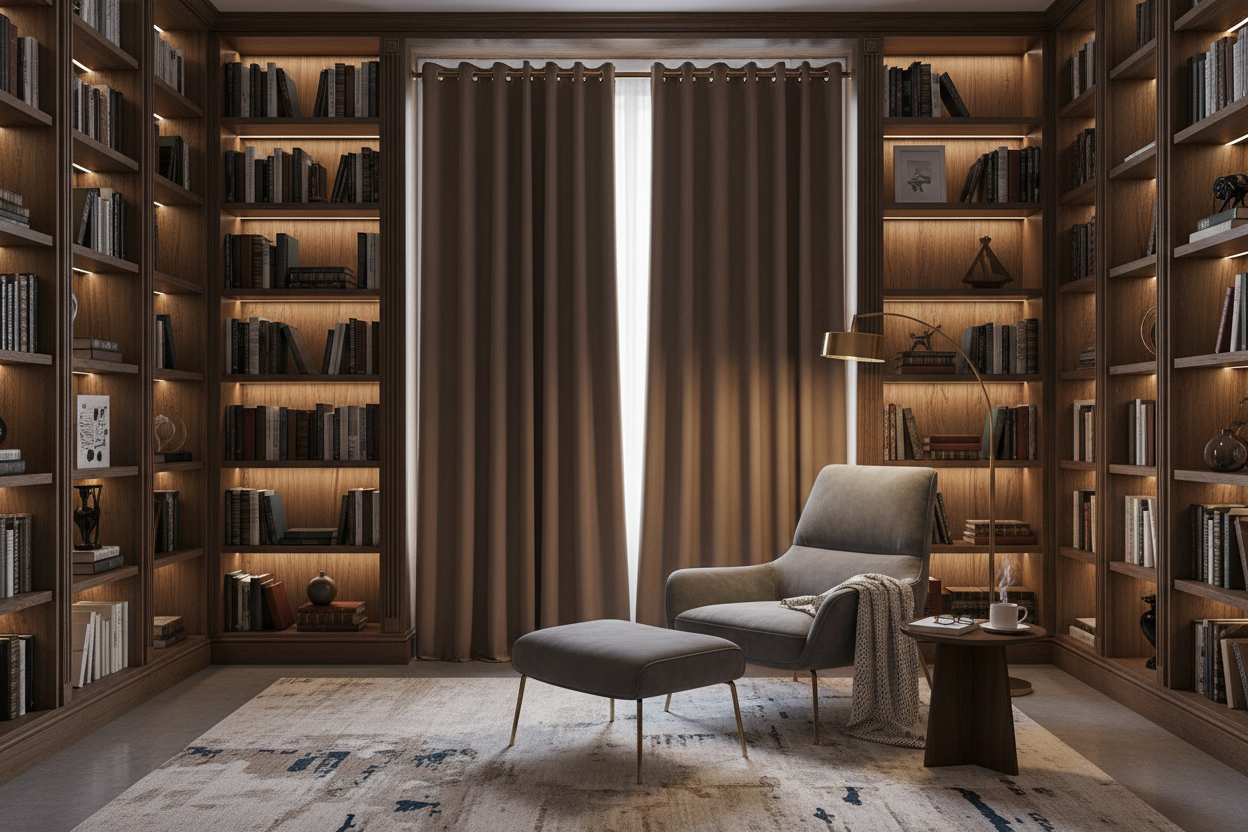 Rideau marron SIENNA - Bibliothèque