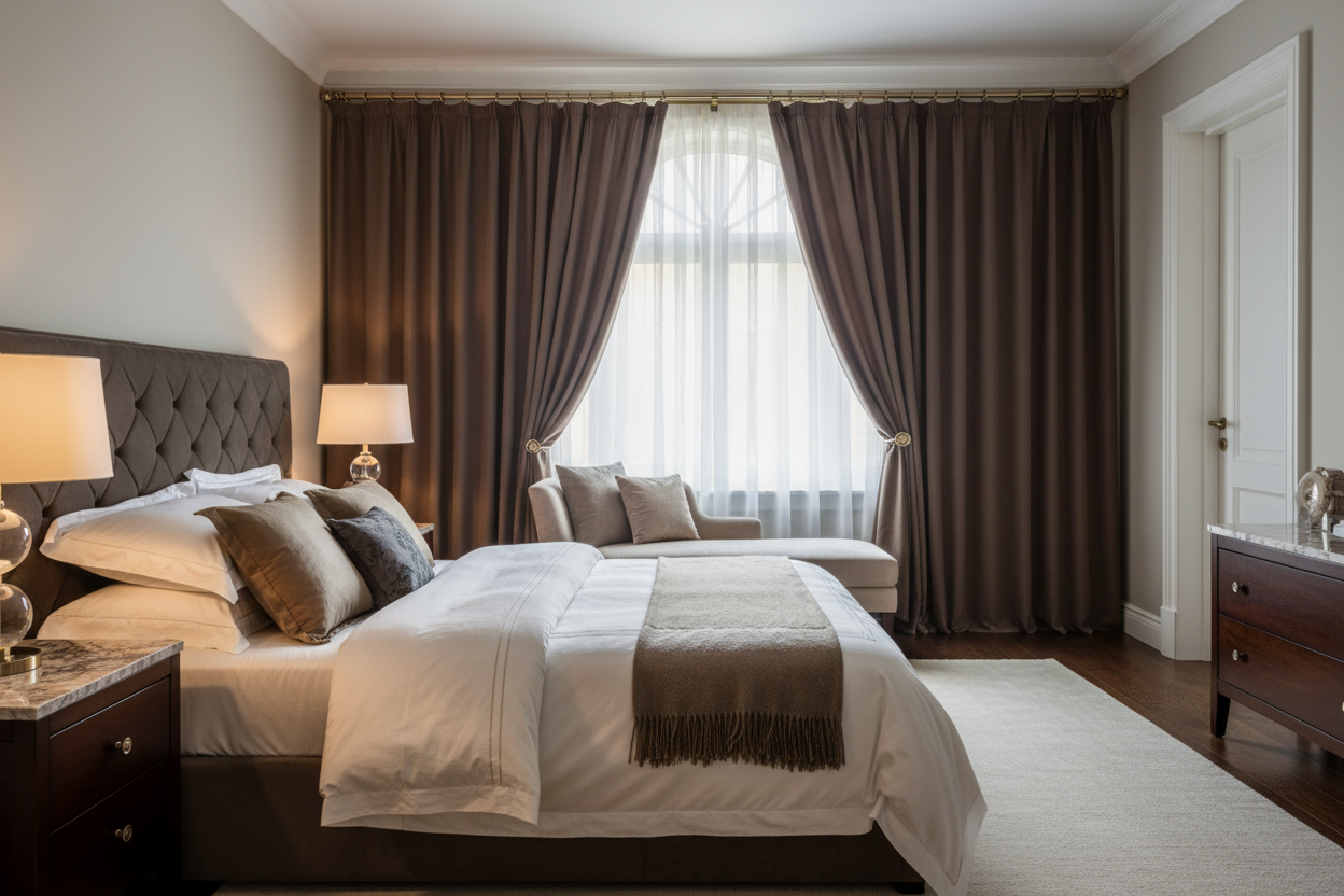 Rideau marron SIENNA - Chambre principale