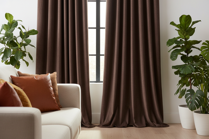 Rideau marron SIENNA - Détail salon