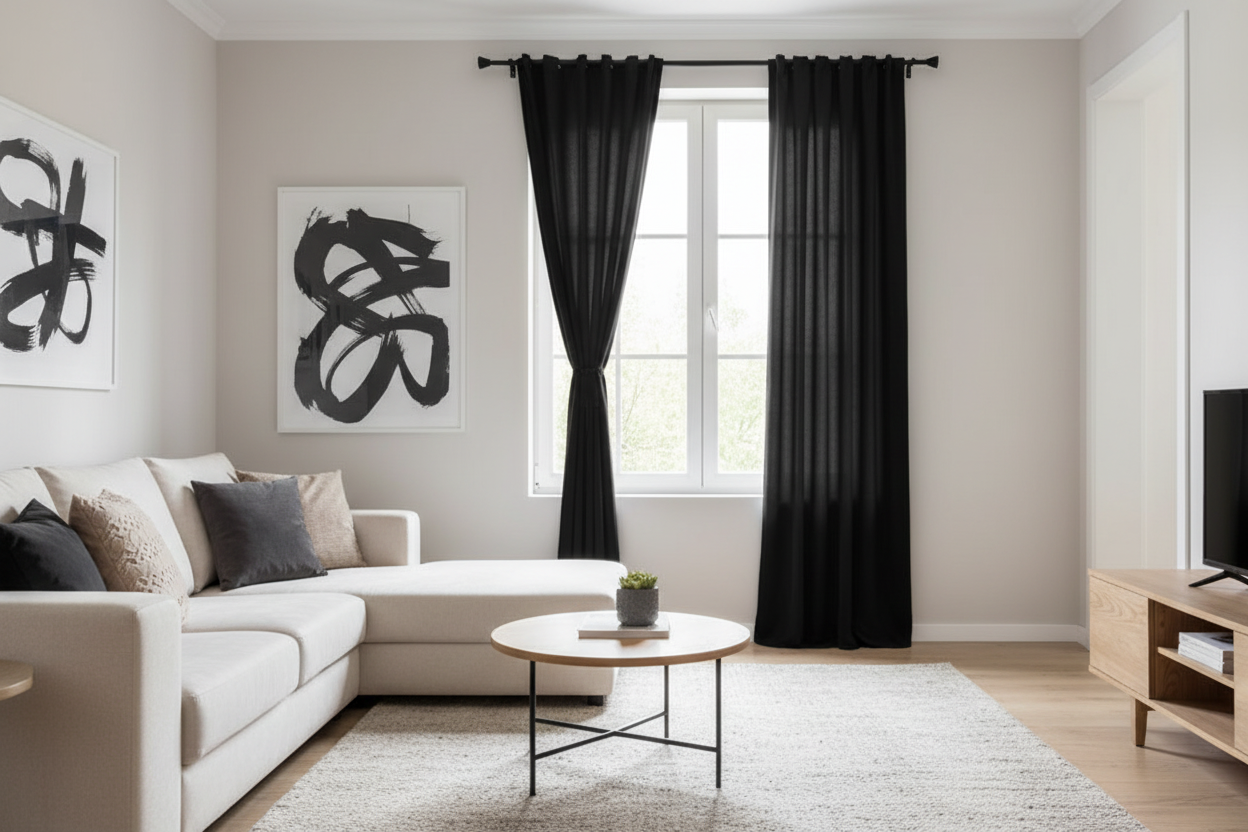Rideau noir occultant Sovereigna - Salon contemporain