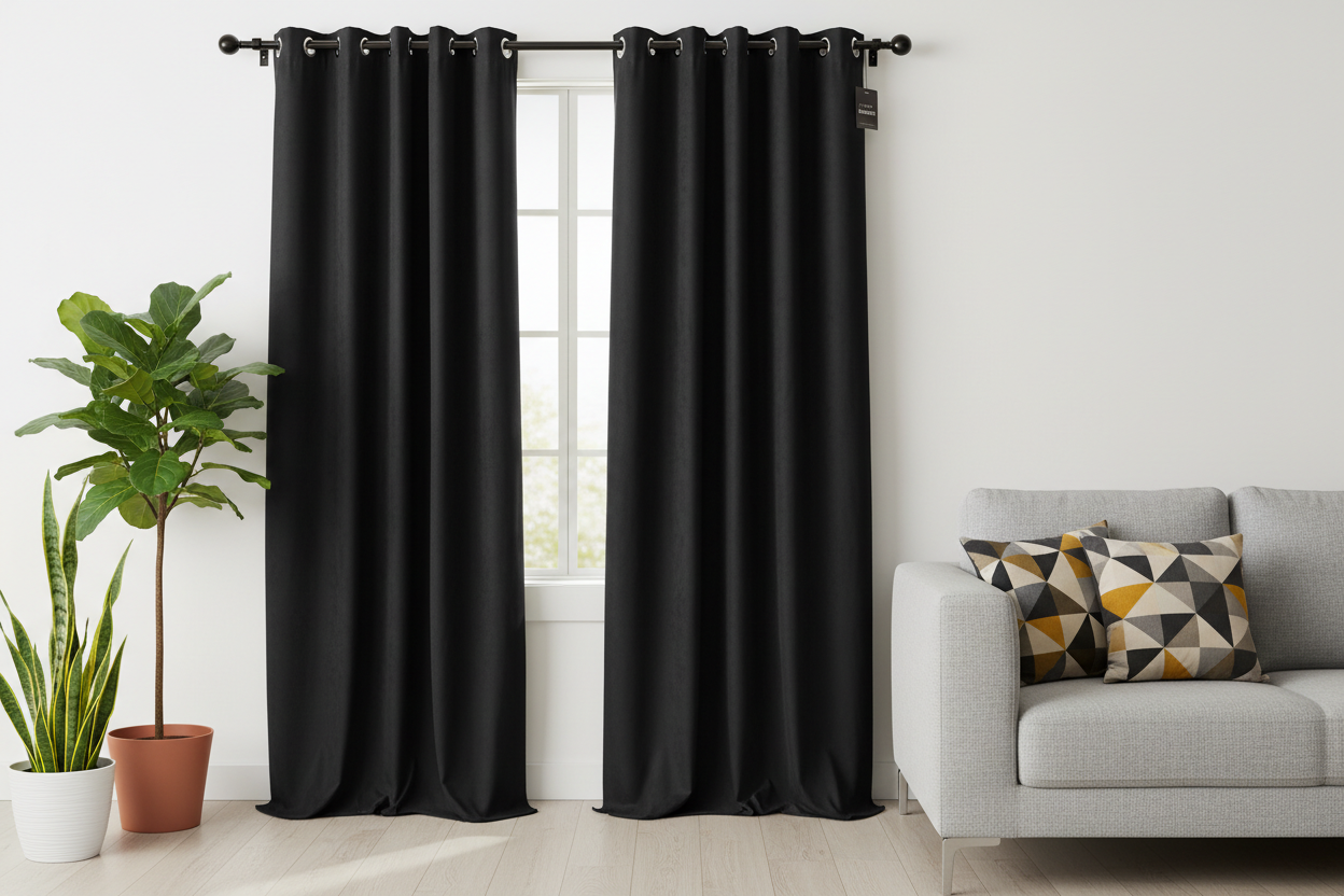 Rideau noir SIENNA - Détail salon