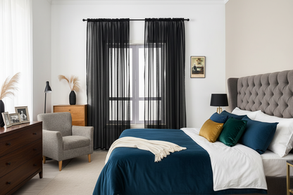 Rideau noir voilage Prestigia - Chambre principale élégante