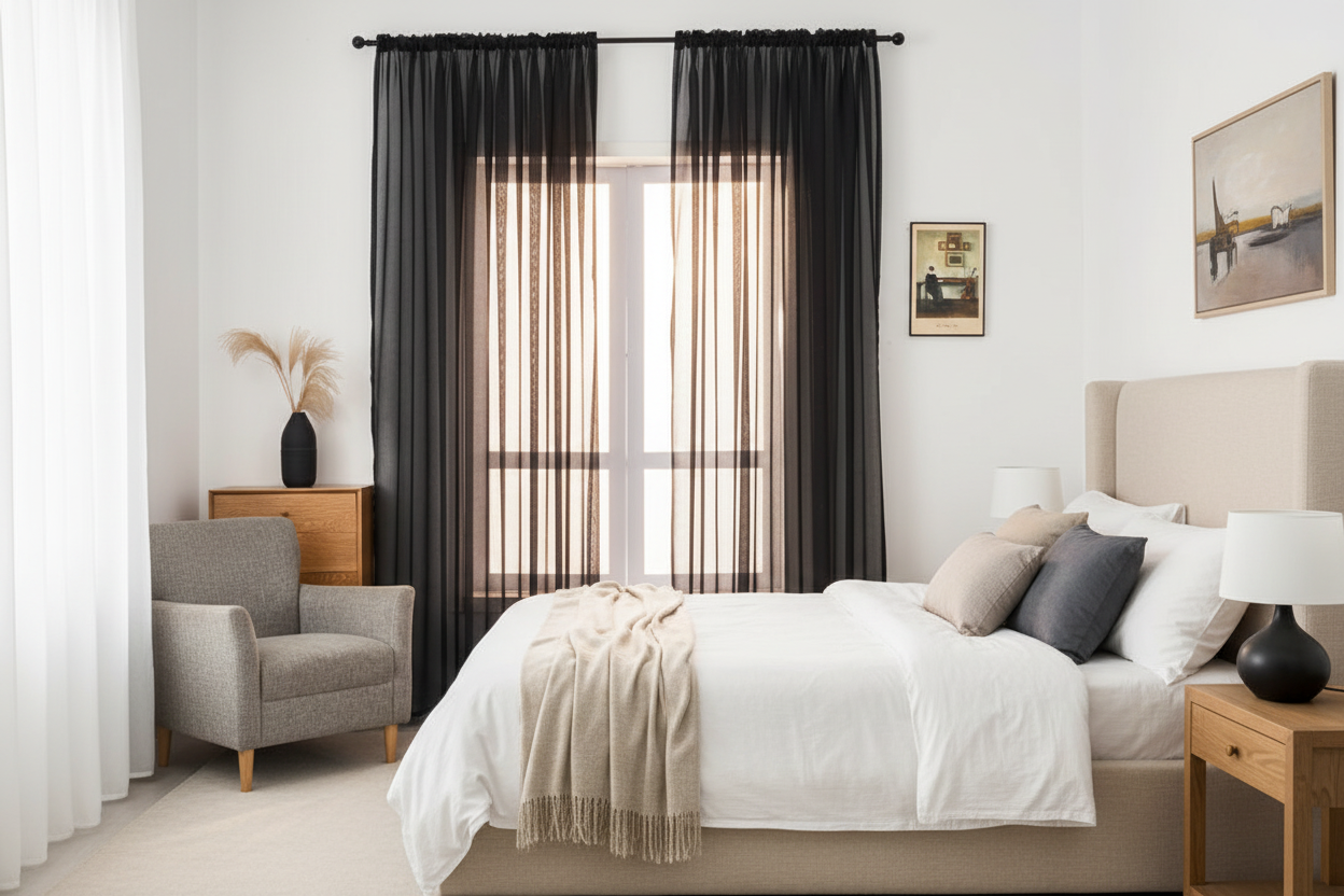 Rideau noir voilage Prestigia - Espace spa-luxe
