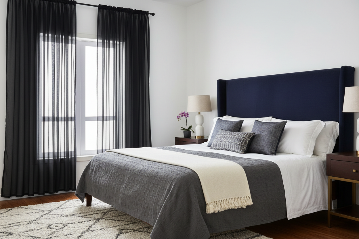 Rideau noir voilage Prestigia - Style boutique hôtel