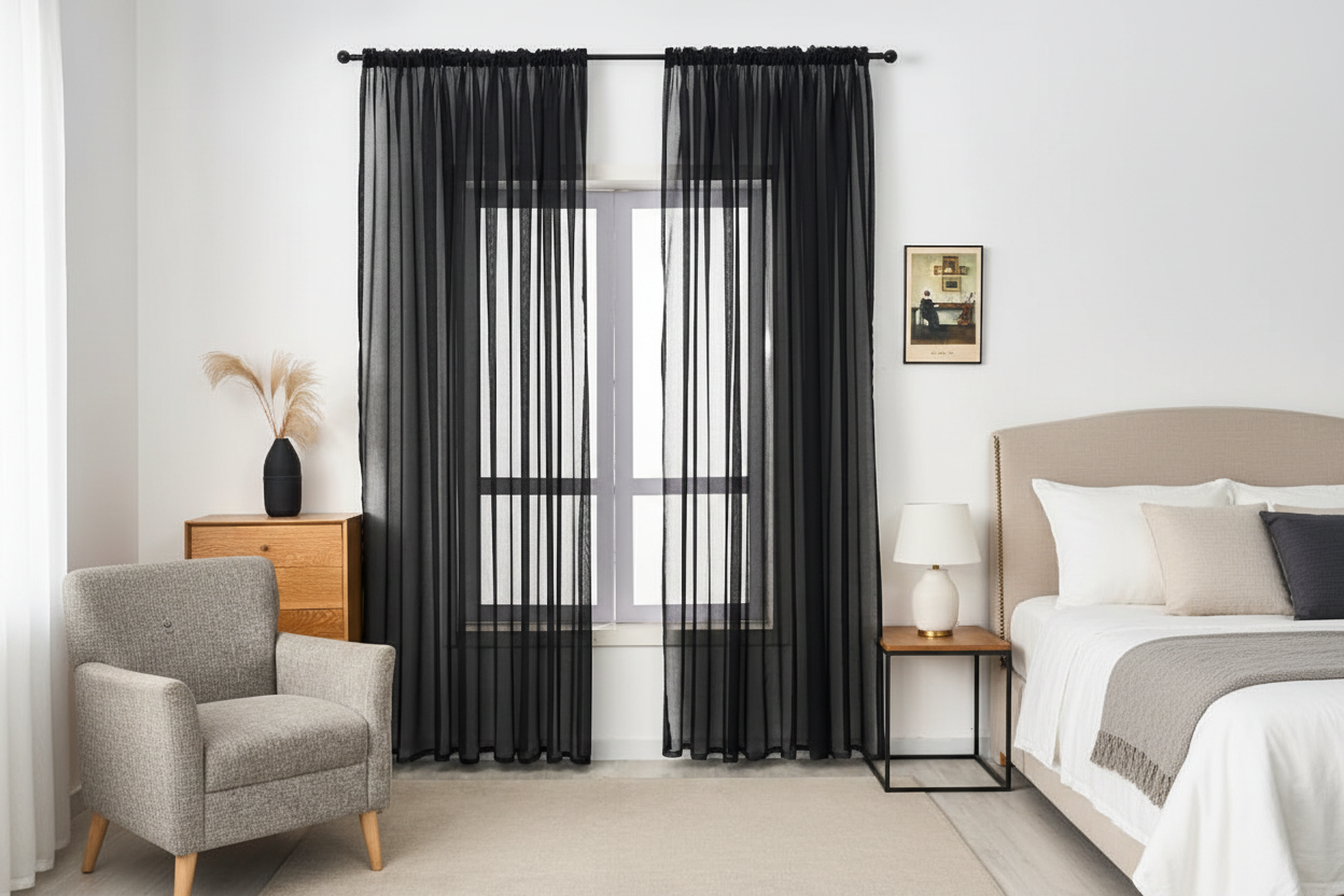 Rideau noir voilage Prestigia - Style transitionnel
